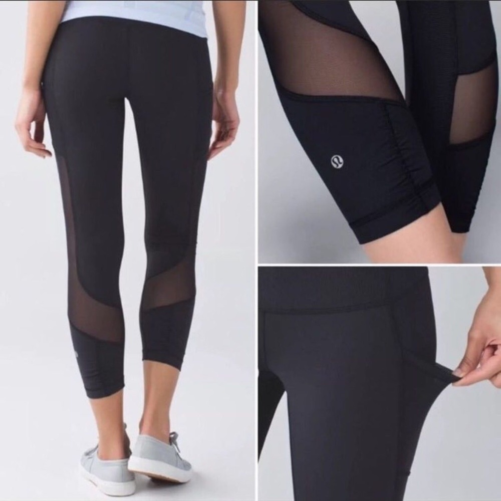 Lulu lemon crop black the heat mesh legging